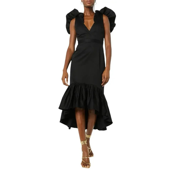 NWT Making The Cut Black Mermaid Dress XS Romantic Ruffle Flounce Runway Fashion - Picture 1 of 15